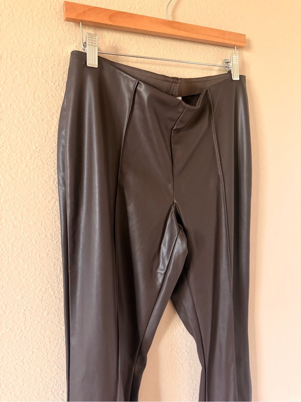 H&M Brown Faux Leather Straight-Leg Pants - Picture 3 of 7